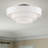 5 Light Bronze Extra Large Semi-Flush With Hand Crafted Off-White Color Fabric Hardback Shades-1206428043