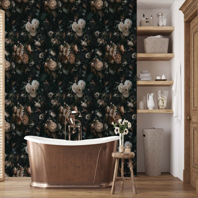 Midnight Bloom - série de papiers peints botaniques Dark Elegance