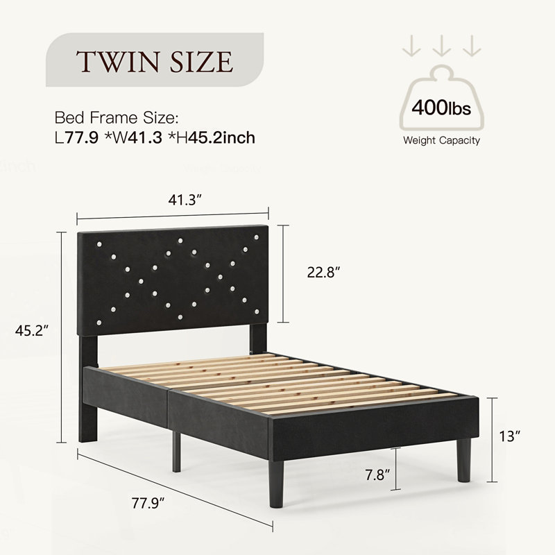 Lit plateforme en tissu d'ameublement