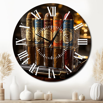 Cuban Cigars Golden I - Food & Beverage White Face Wall Clock