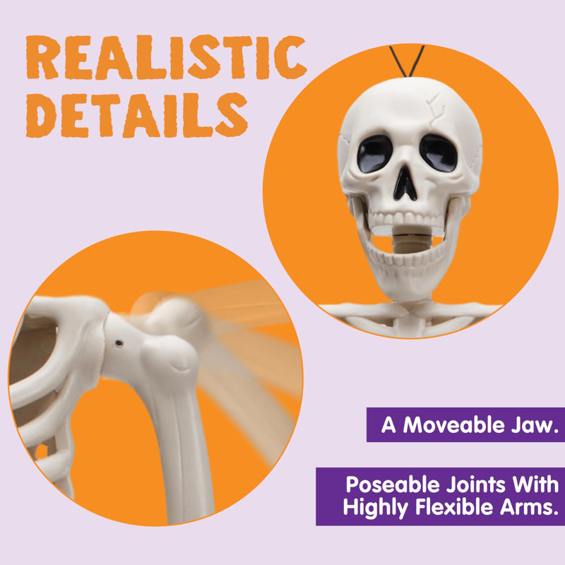 5 squelettes d'Halloween suspendus posables 5 pièces 16 po