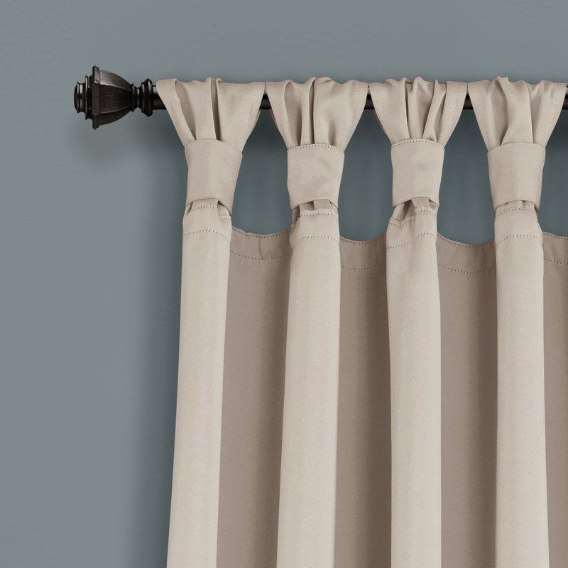 Lush Decor Insulated Knotted Tap Blackout Curtain Pair, 52" x 84", Wheat