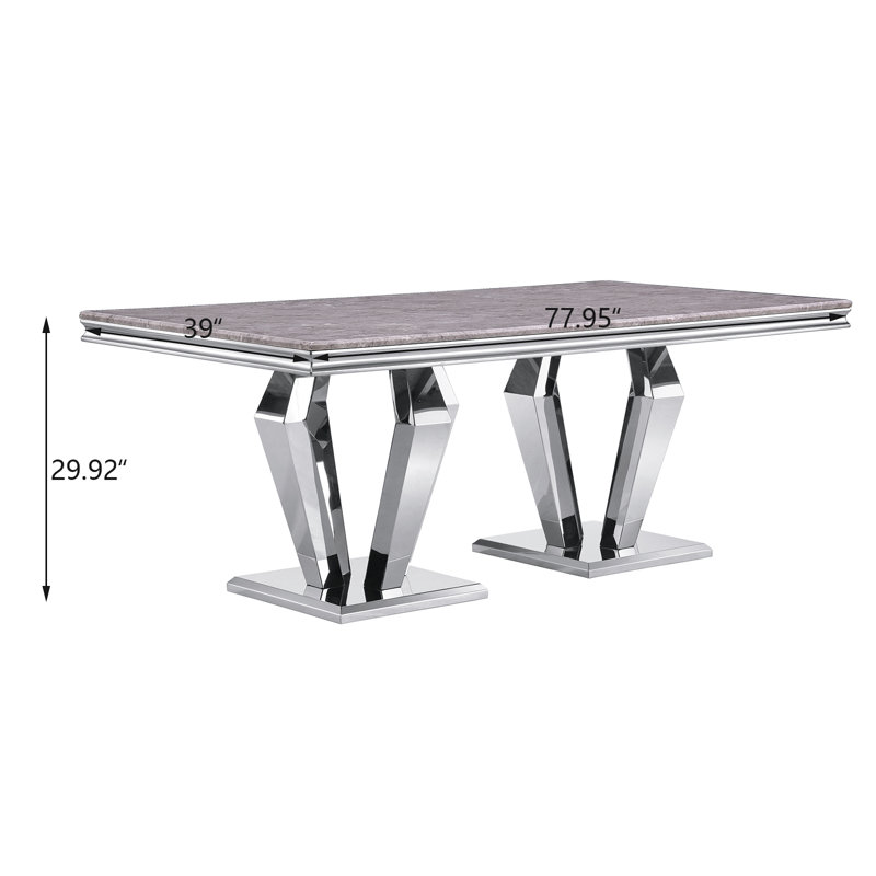 Table de salle à manger Rayni, Gris, Argent
