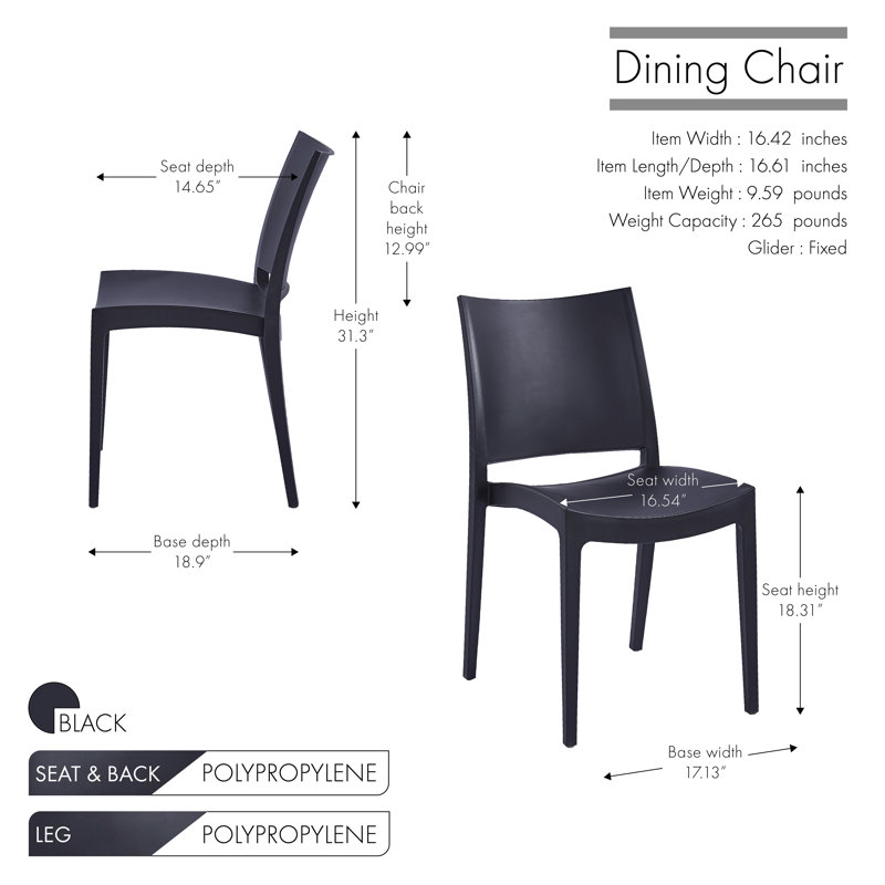 Deangalo 18.31'' H Stacking Side Chair, Black