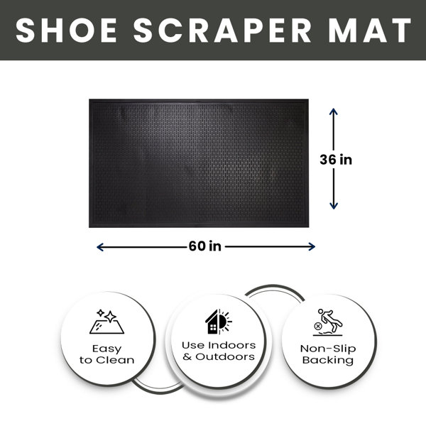 Solid Rubber Scraper Mat - Black - 3' x 5' - Indoor/Outdoor