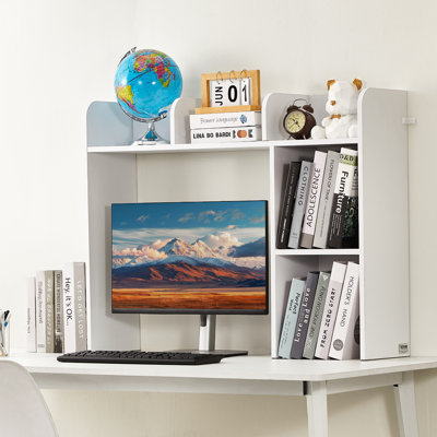 Rangement de bureau en bois à 2 niveaux pour bureau et maison