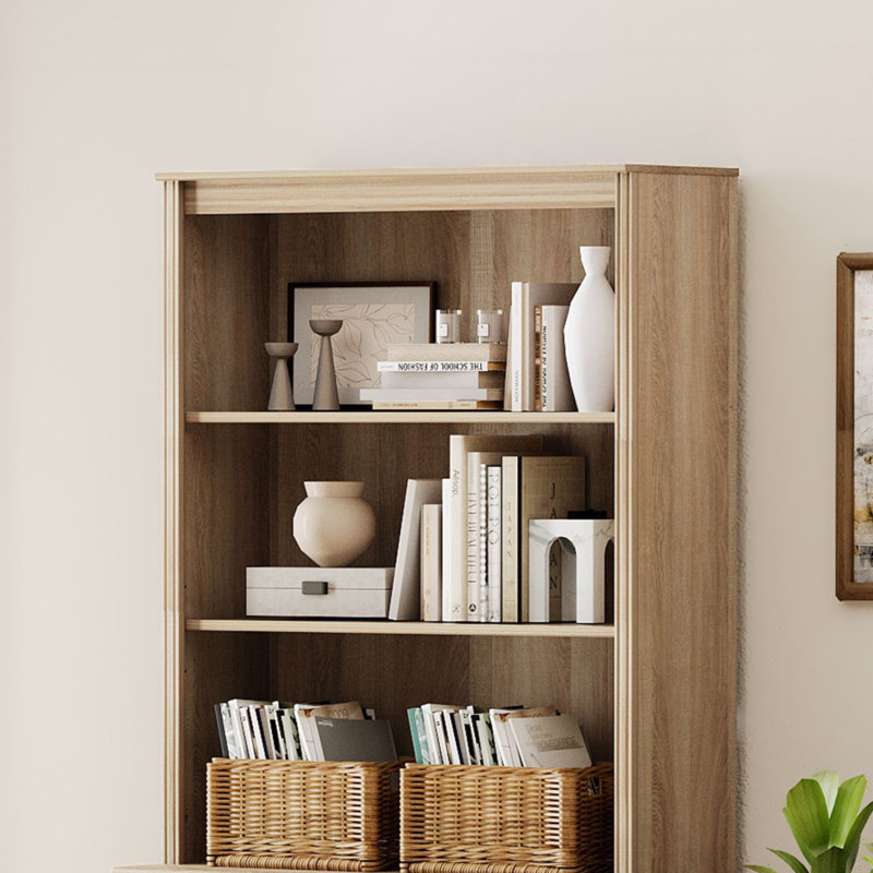Bibliothèque en chêne Scarlett avec 2 tablettes ouvertes de l 33,9 po, Chêne