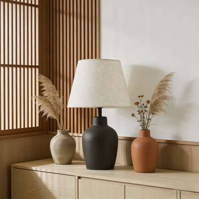 Lampe de table en céramique avec abat-jour en lin 19,4 po Birdsboro