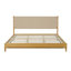 Cadre de lit plateforme en bois d'hévéa de qualité supérieure, cadre de lit très grand avec tête de lit inclus, lit moderne de style Mid-Century de couleur beige-238189726-238189714