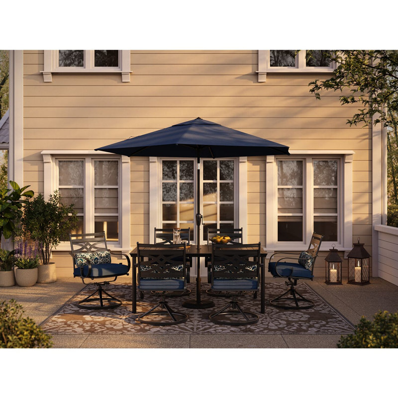 Keeble 6 - Person Patio Dining Set with Rectangular Table , Cushions Included, Red, Yes