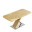 Table de salle à manger extensible pour 4 à 6 personnes, 47,25 à 63 pouces, plateau en panneau de fibres à densité moyenne avec finition naturelle, base en acier inoxydable