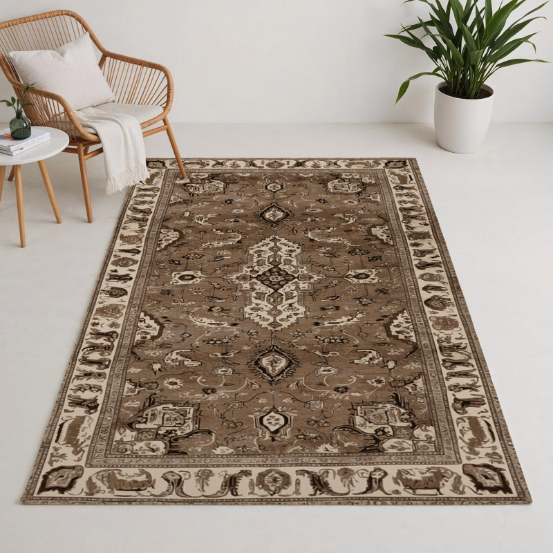 Tapis d'intérieur et d'extérieur brun Persian, Rectangle 5 pi x 7 pi
