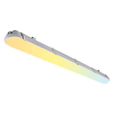 Luminaire étanche à la vapeur de 120 à 277 V commercial de 8 pi, gradable de 0 à 10 V, étanche IP65, 100 W sélectionnable de puissance et CCT, 1 paquet