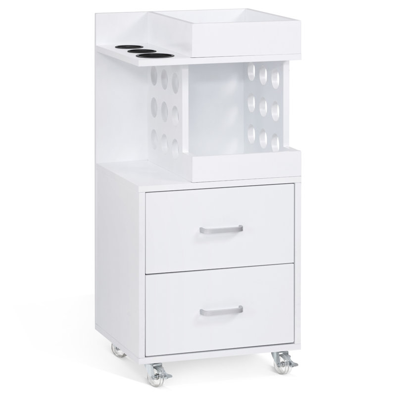 Utility Cart with Tool Holder and Lockable Wheels, Salon Trolley with Storage Drawer