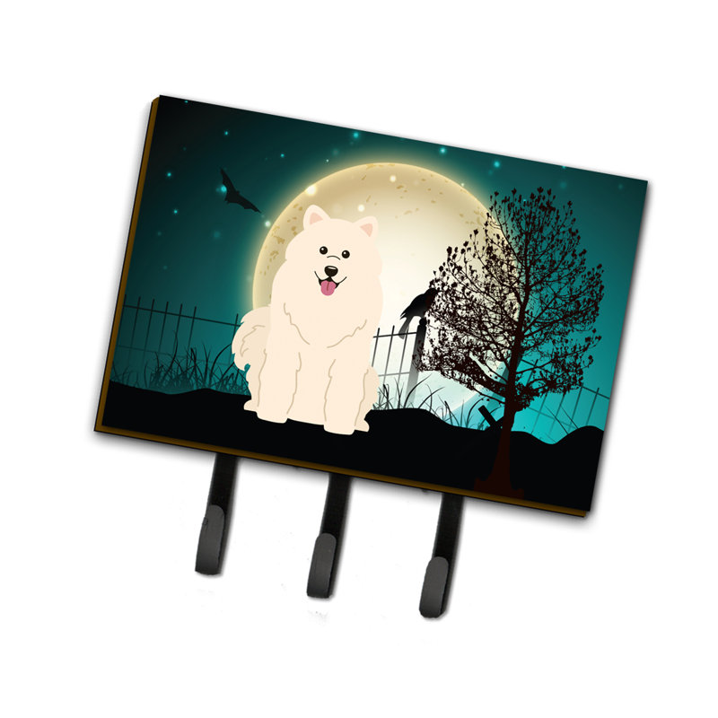 Porte-clés ou garde-samoyède halloween, Samoyède effrayant , Blanc