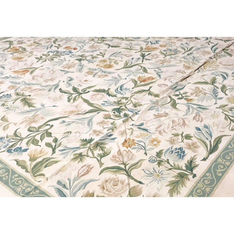 Tapis ivoire et ivoire noué à la main de haute qualité