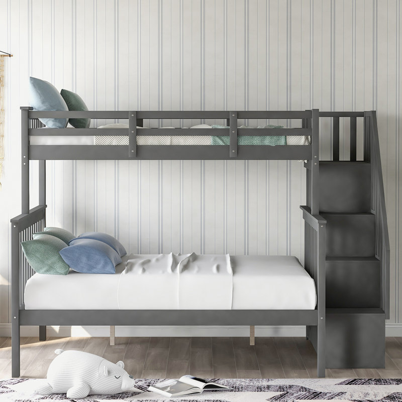 Abdeslam Kids Twin Over Full Bunk Bed with Trundle, Gray