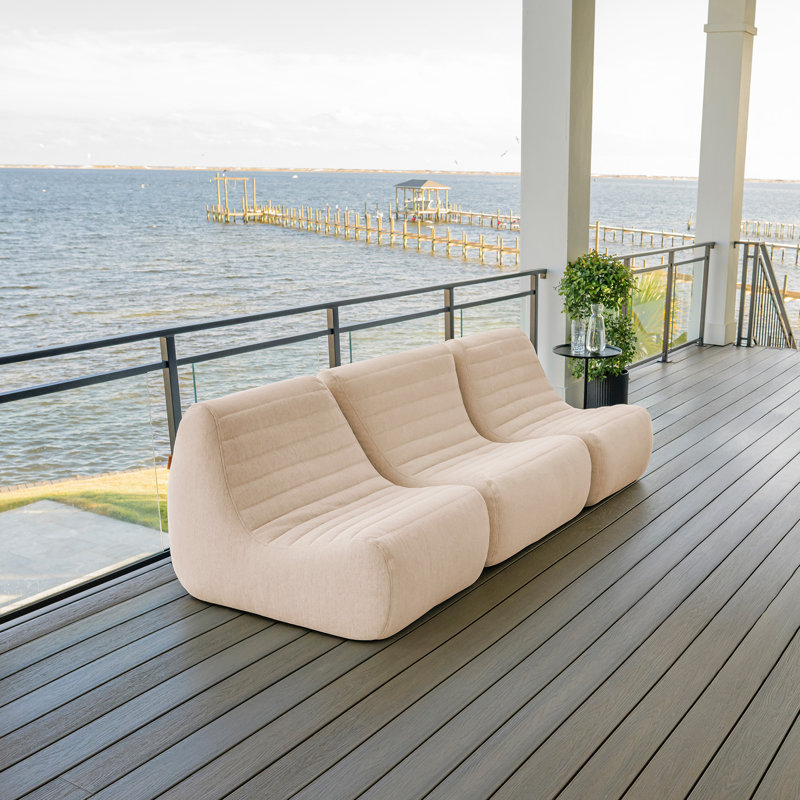 Ensemble de mobilier d'extérieur Big Joe Solvana, tissu de lin performance résistant aux intempéries, canapé modulaire 3 pièces, crème ensoleillée
