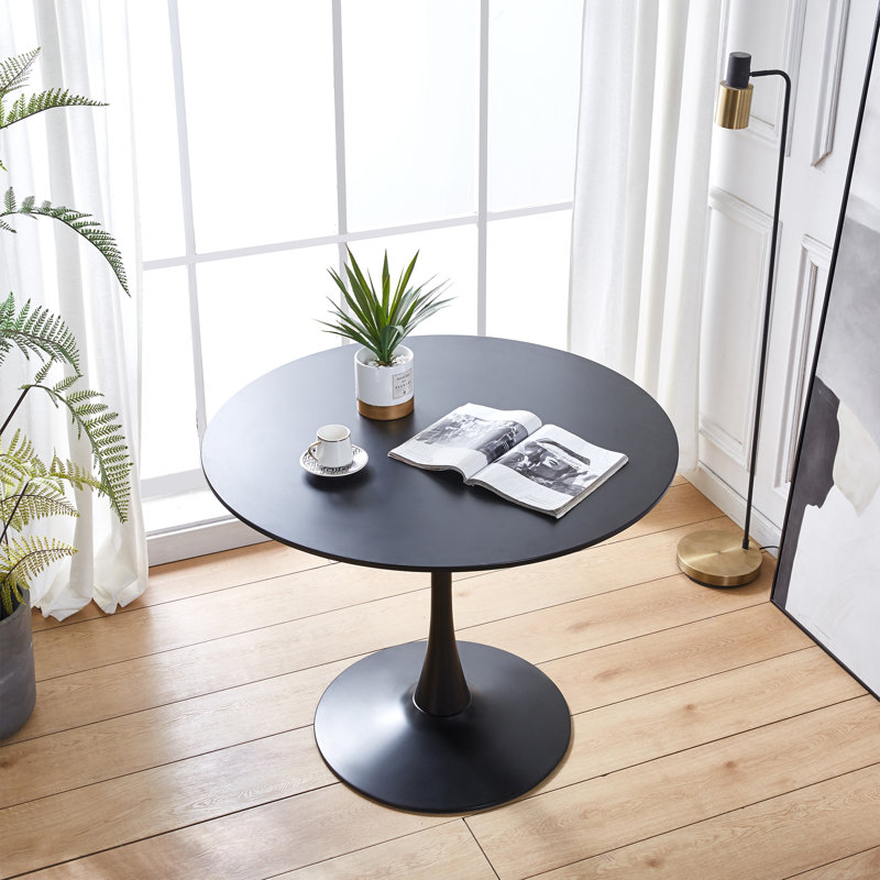 31.5'' Round Pedestal Dining Table, Black