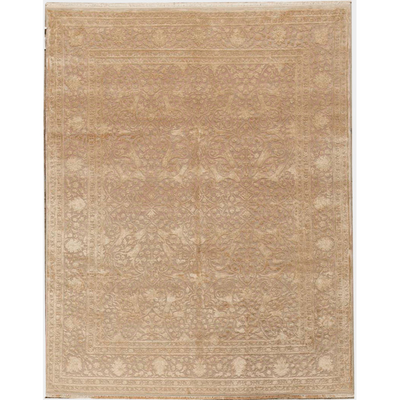 Tapis gris et gris noué à la main de haute qualité