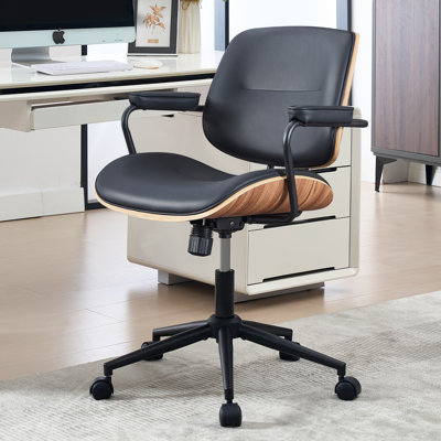 Upholstered Swivel  Office Chair with Adjustable Back