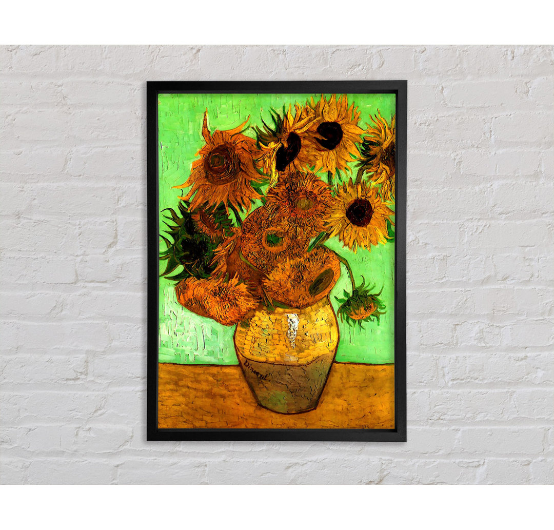 Stilleben Vase Mit Zwölf Sonnenblumen 2 von Vincent Van Gogh - Einzelbildrahmen Kunstdrucke auf Leinwand