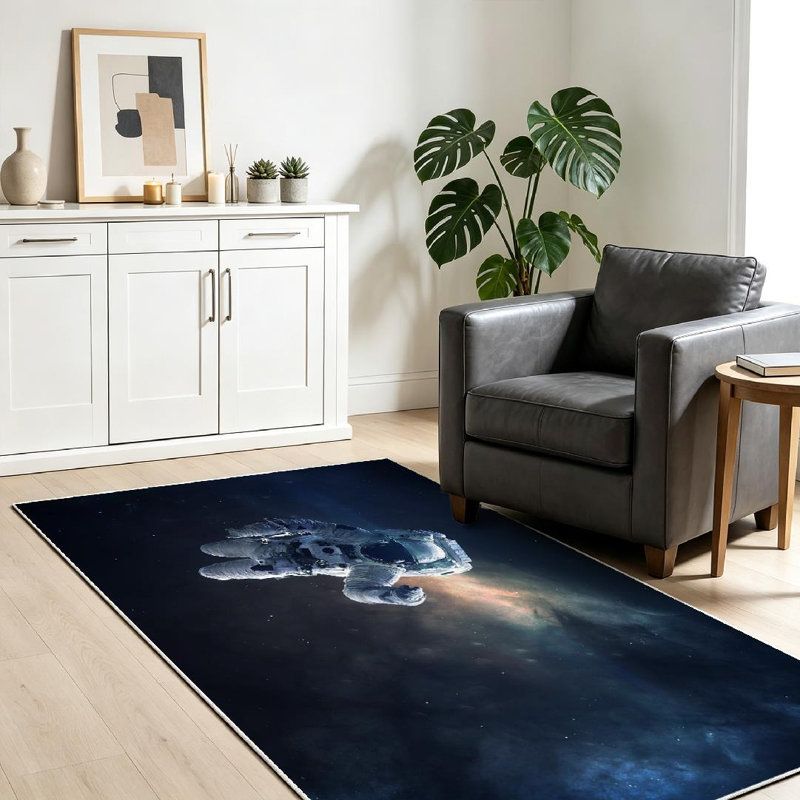 Tapis transparent clair lavable à la machine, planètes beauté et étoiles, Rectangle 39 po x 63 po