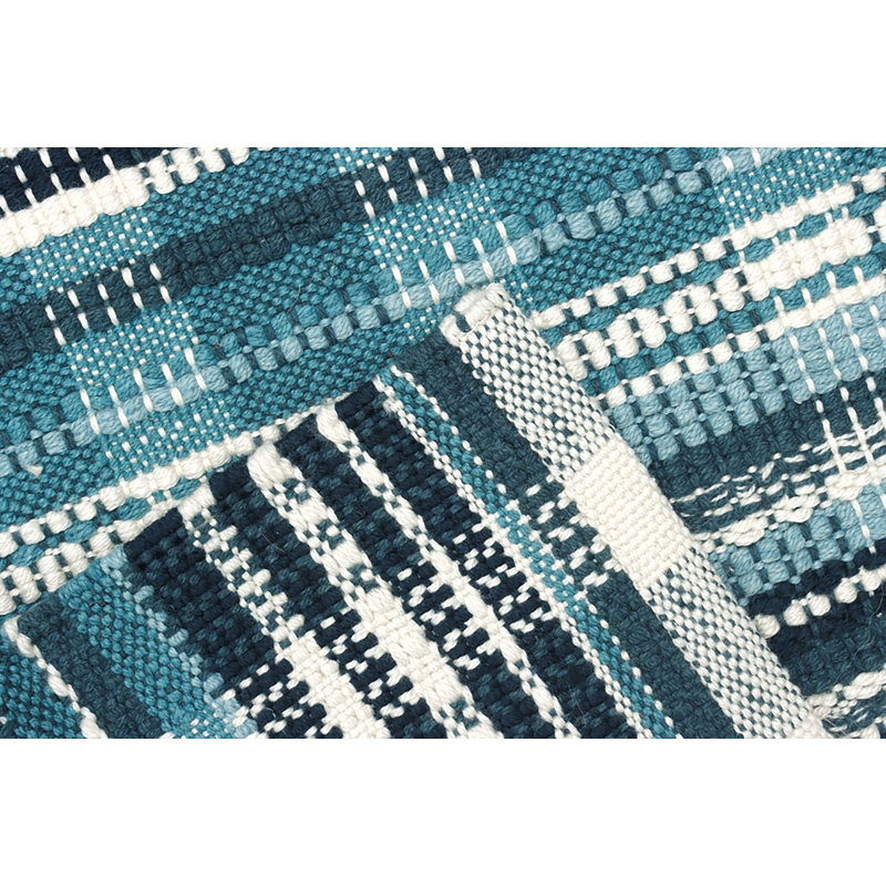 Tapis bleu tissé à la main Lakehouse, Rectangle 2 pi 6 po x 8 pi