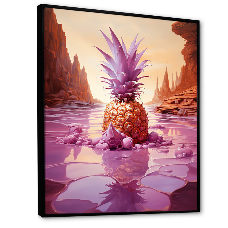 «Exotic Pineapple Oasis I», reproduction sur toile, Cadre flottant noir, H 40 po x l 30 po x P 1,5 po