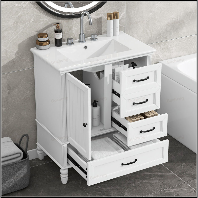 Armoire de meuble-lavabo 30 po avec lavabo, White