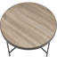 Table basse ronde avec base en X, chêne industriel gris et métal noir, centre de table de salon de 32,5 pouces