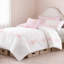 Ensemble de couette 4 pièces en microfibre rose brodée à motifs floraux, taille Twin/Twin XL