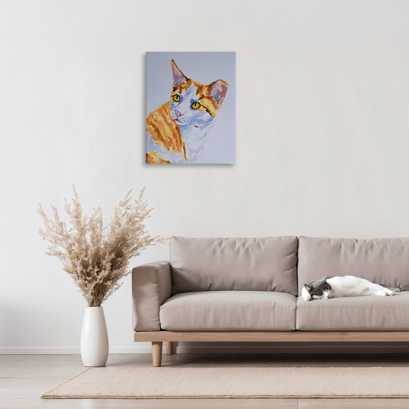 Toile d’expression de chat orange, conception de Tatiana Roberts, H 20 po x l 16 po
