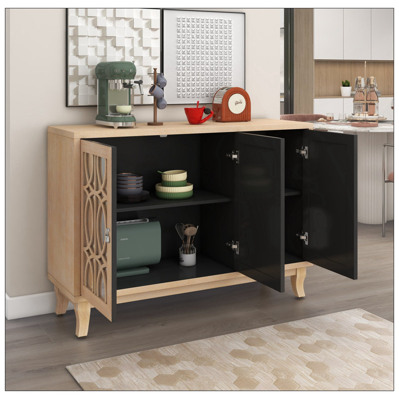 Mardella 47.18'' Sideboard,Buffet,Dining cabinet,Credenza with adjustable shelves, Natural Wood Wash