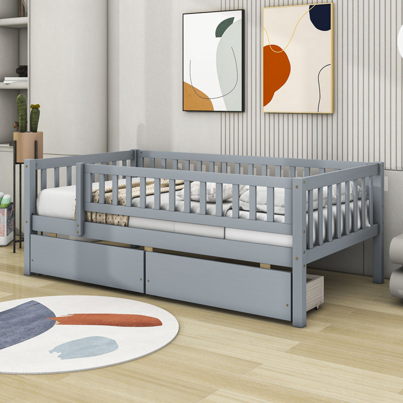 Fairbury Two Drawers Wooden Daybed, Gray, Twin