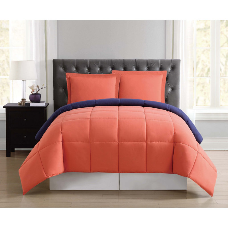 Ensemble d'édredon réversible en microfibre Everyday, Édredon pour grand lit + 2 taies décoratives sta, Noir / gris