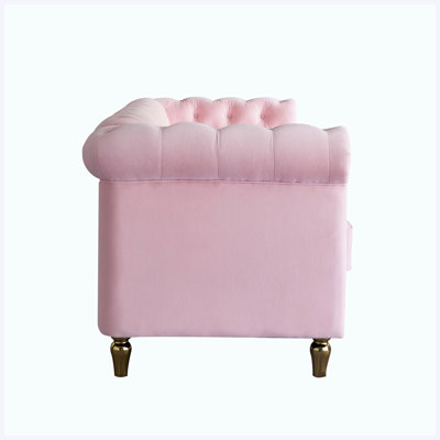Canapé Chesterfield en velours rose de 215 cm (84,65 pouces) pour salon
