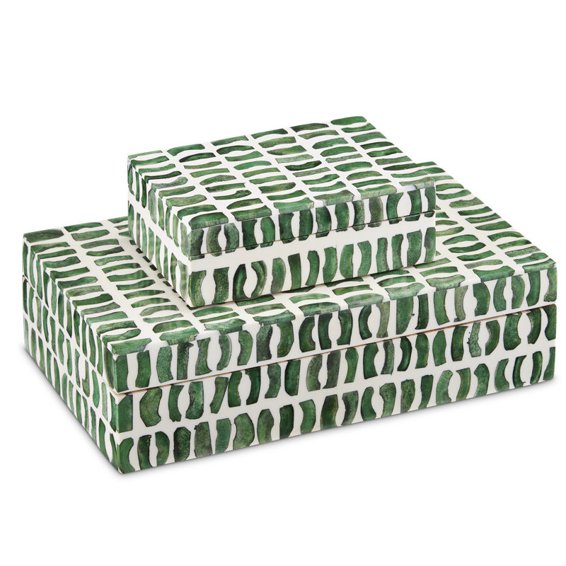 Ensemble de 2 boîtes à charbon de bois, Vert / blanc