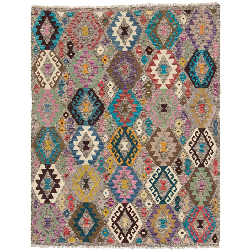 Geometric Wool Hand Woven 155cm X 196cm Area Rug