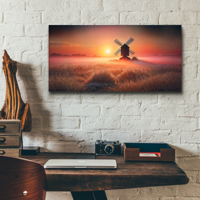 «Serene Sunrise At Windmill» par Rey Klimt, art mural acrylique