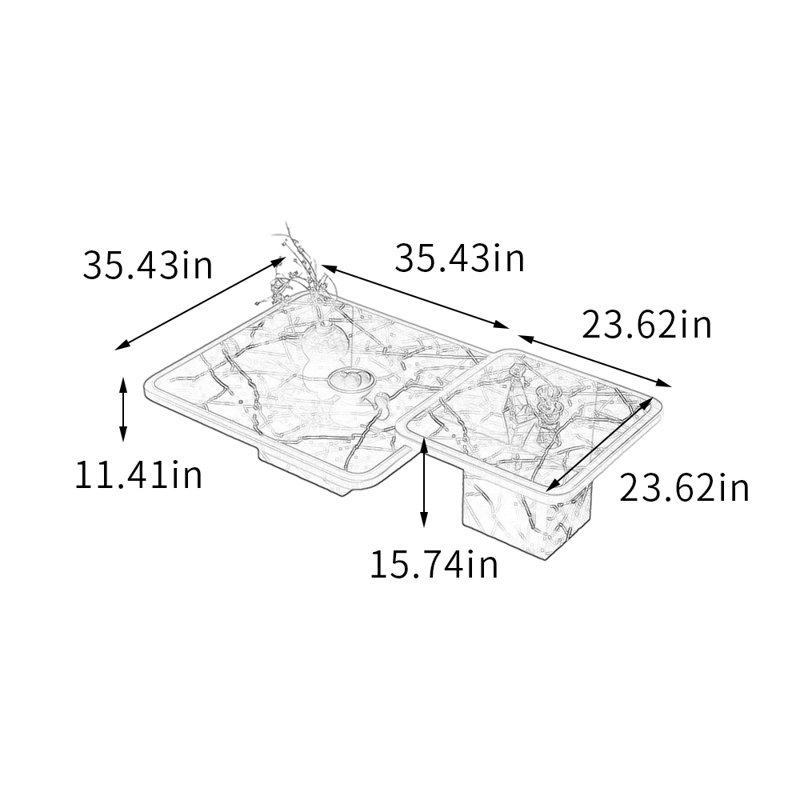Ensemble de tables basses Living Slate, H 11,41 po x L 35,43 po x l 35,43 po, Noir