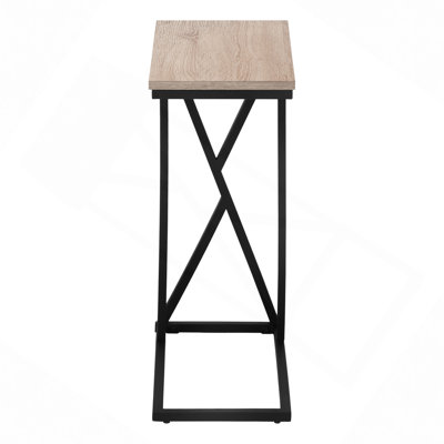Accent Table, C-shaped, End, Side, Snack, Living Room, Bedroom, Brown Laminate, Black Metal, Contemporary, Modern