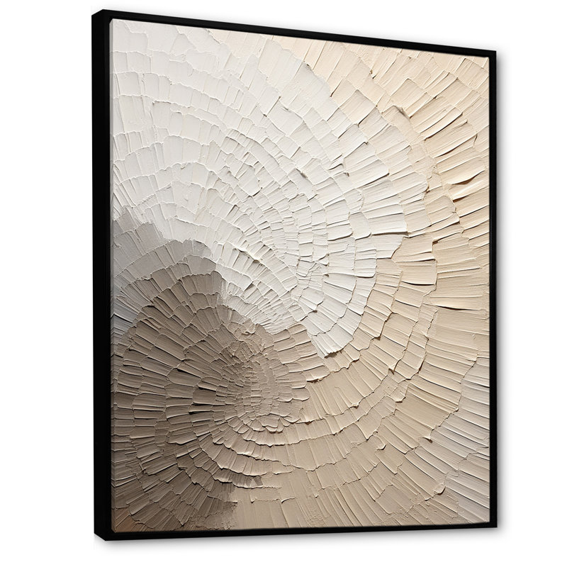 Minimaliste gracieux, art discret beige - Art mural minimaliste, H 44 po x l 34 po, Reproduction avec cadre flottant, Noir