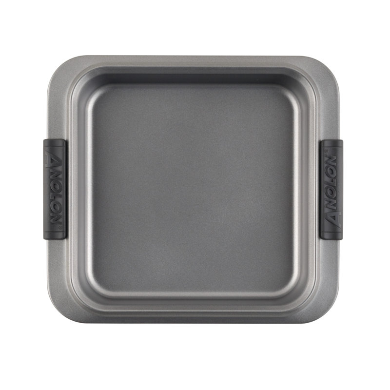Anolon Advanced Nonstick Bakeware / Baking Set with Silicone Grips, Gray, 5-Piece Set (3 Cake Pans, 1 Cookie Sheet, 1 Rack)