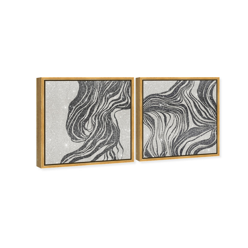 Emotional Set Canvas Abstract Print by Oliver Gal, Black Frame, 12 x 12, 13"H x 13"W, Gold Floater Frame