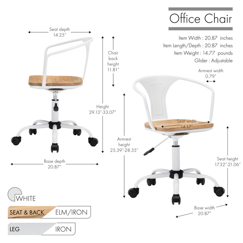 Chaise de travail Kayce, Blanc