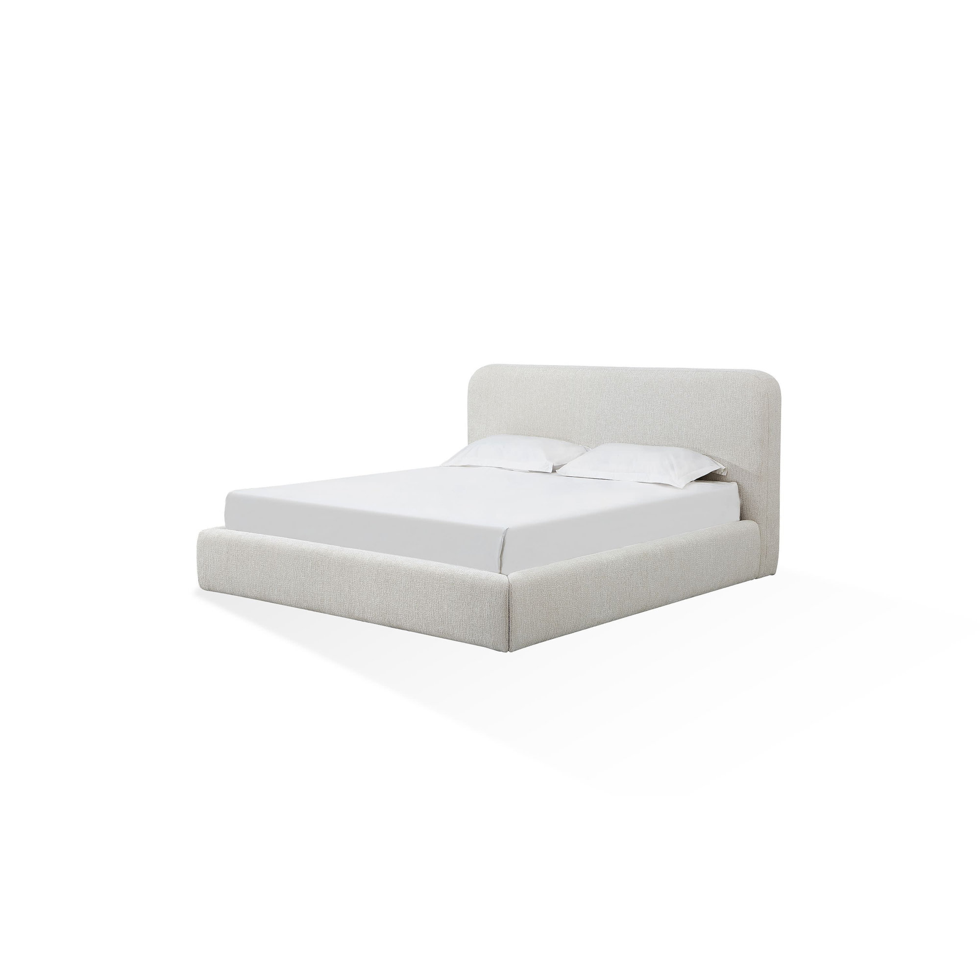 Nori Upholstered Platform Bed, California King, Whitewashed