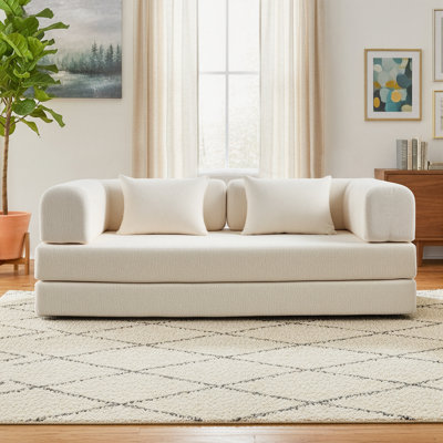 5-in-1 Convertible Folding Sofa Bed, 79" Queen Chenille Boneless Couch with Removable Armrests, No Assembly Loveseat Sleeper Sofa, Modular Futon Couch for Living Room & Bedroom
