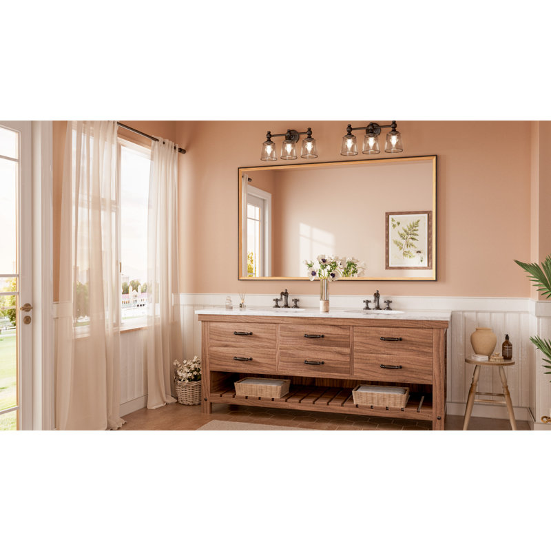 Miroir de salle de bain décoratif mural en bois massif, 36 po x 60 po