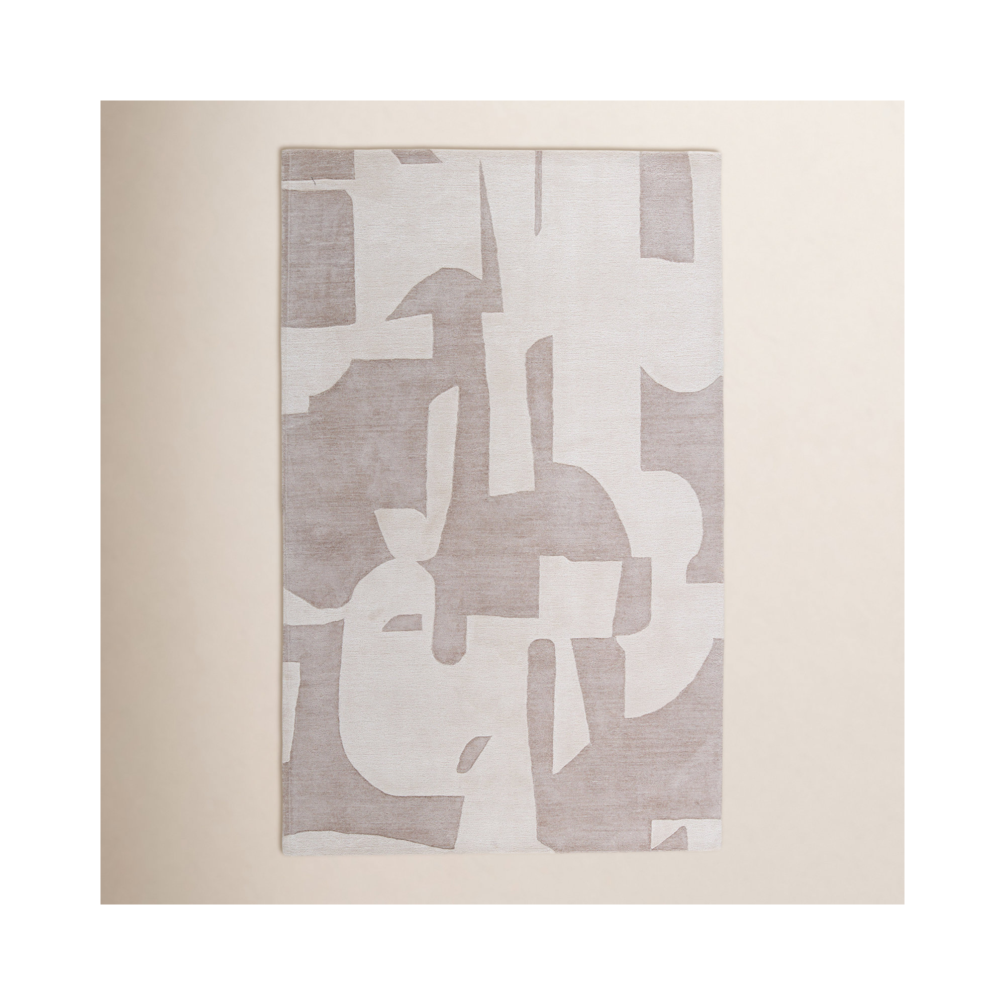Handmade Abstract Taupe/ Cream Area Rug, Rectangle 10' x 14'